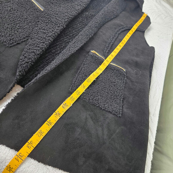 Soft Surroundings EUC Sweater Vest Boucle Open Front Cardigan Suede Large black - Picture 11 of 14